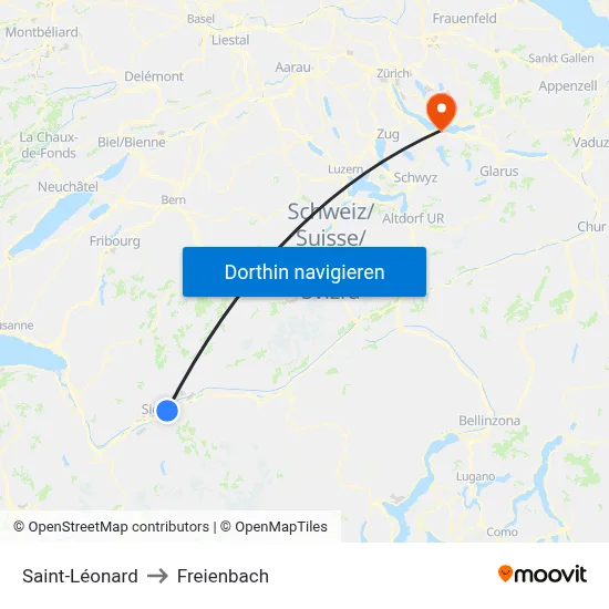 Saint-Léonard to Freienbach map