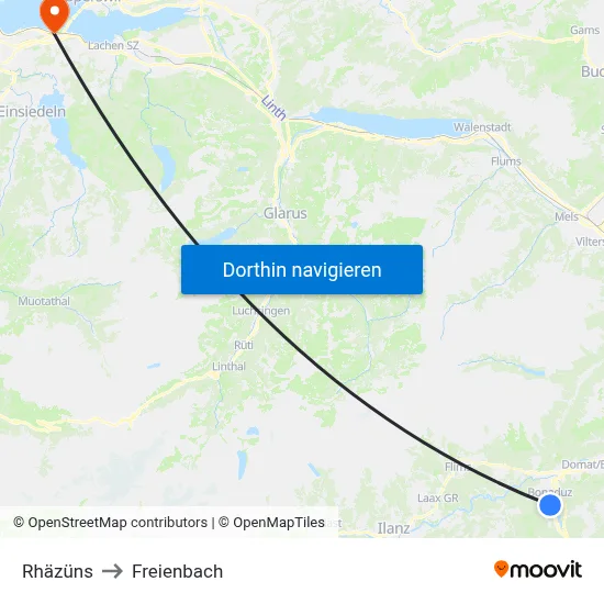 Rhäzüns to Freienbach map