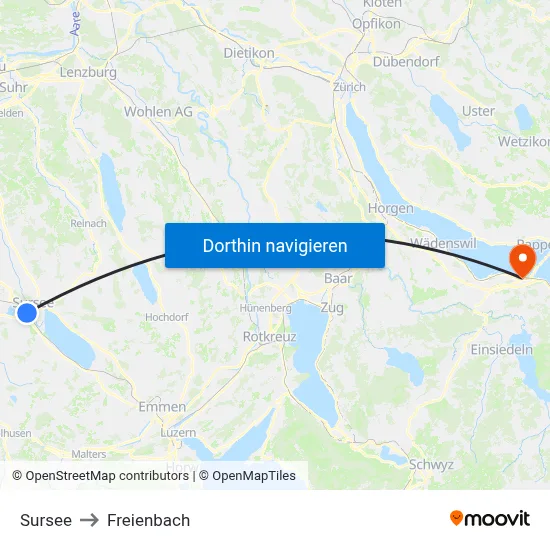 Sursee to Freienbach map