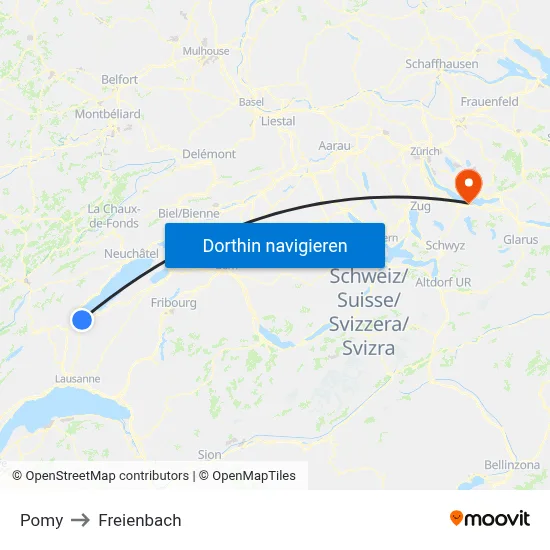 Pomy to Freienbach map