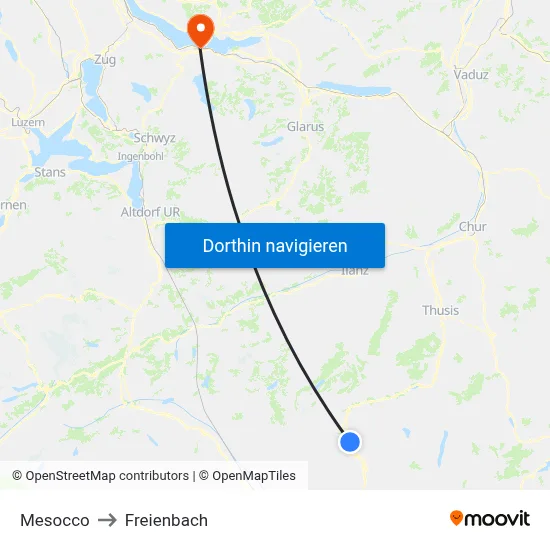 Mesocco to Freienbach map