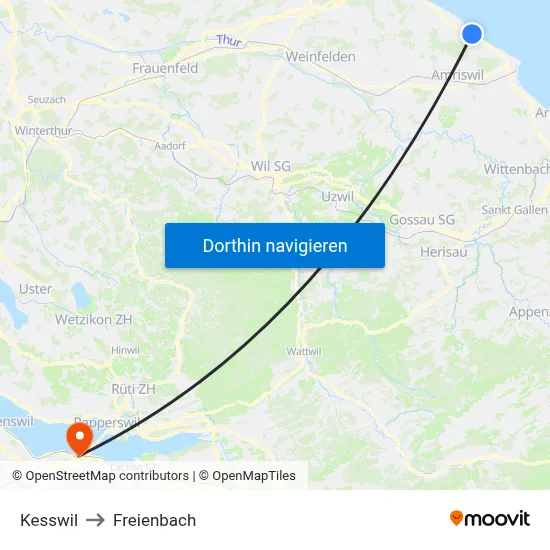 Kesswil to Freienbach map
