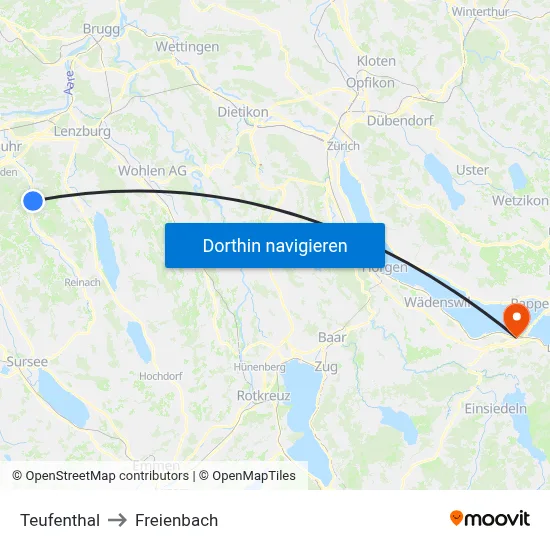 Teufenthal to Freienbach map