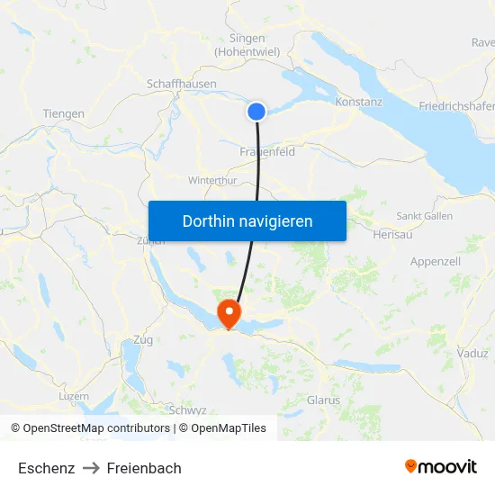 Eschenz to Freienbach map