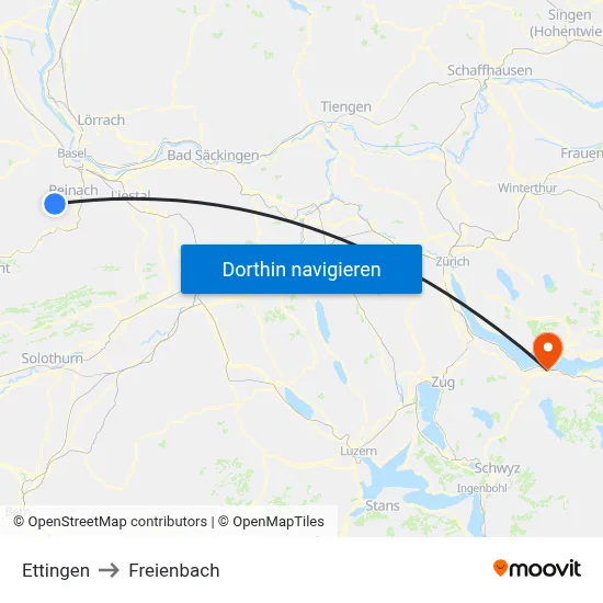 Ettingen to Freienbach map