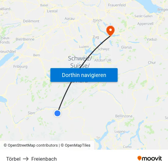 Törbel to Freienbach map