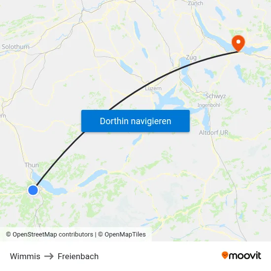 Wimmis to Freienbach map