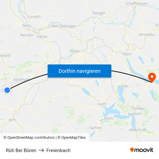 Rüti Bei Büren to Freienbach map