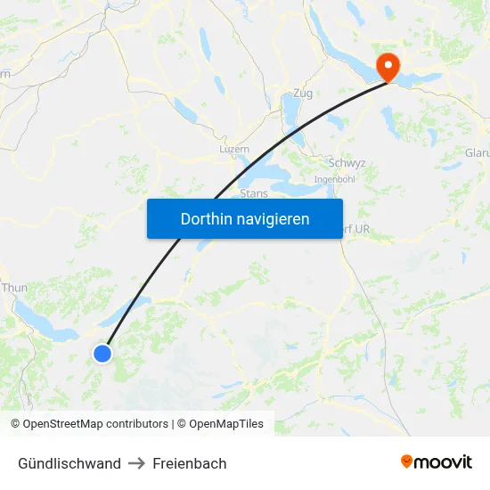 Gündlischwand to Freienbach map