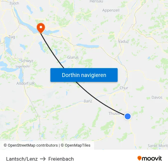 Lantsch/Lenz to Freienbach map