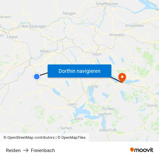 Reiden to Freienbach map