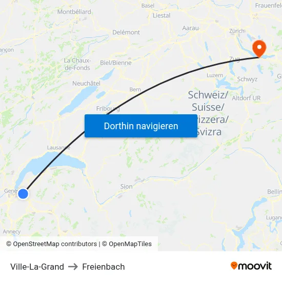 Ville-La-Grand to Freienbach map