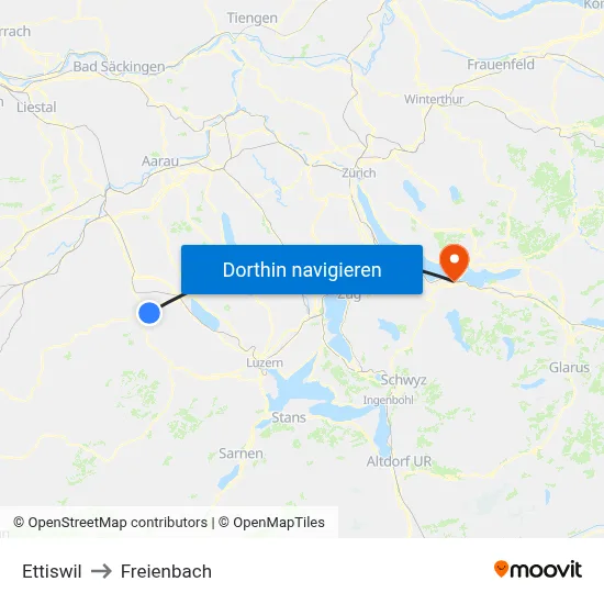 Ettiswil to Freienbach map
