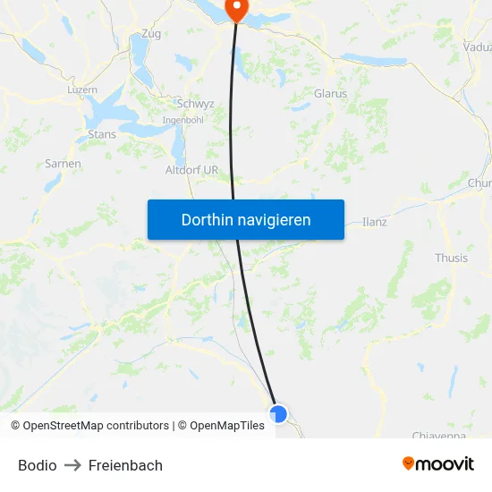 Bodio to Freienbach map