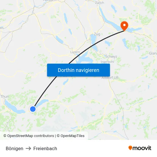 Bönigen to Freienbach map
