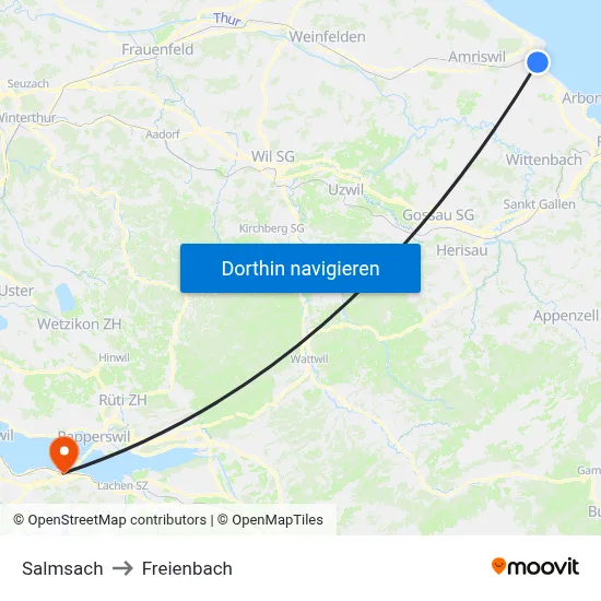 Salmsach to Freienbach map