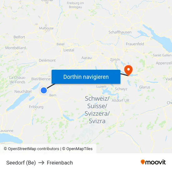Seedorf (Be) to Freienbach map