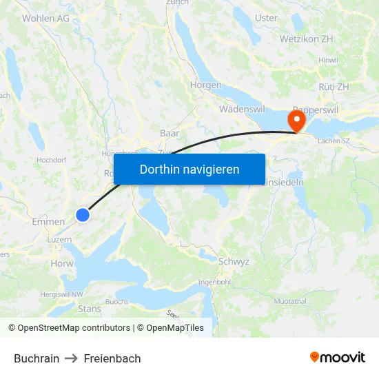 Buchrain to Freienbach map