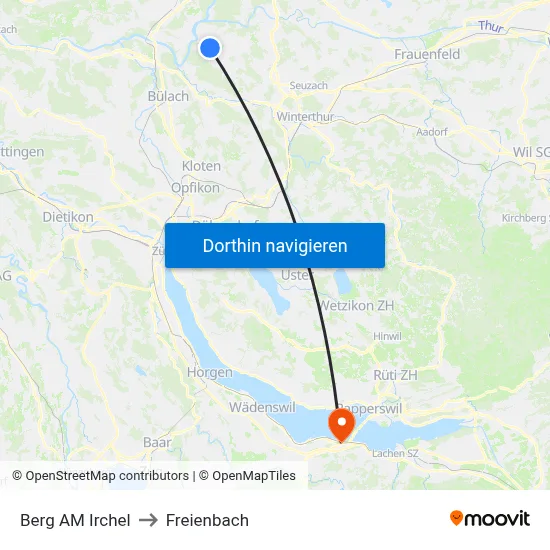 Berg AM Irchel to Freienbach map