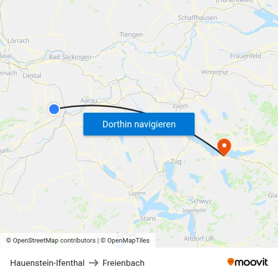 Hauenstein-Ifenthal to Freienbach map