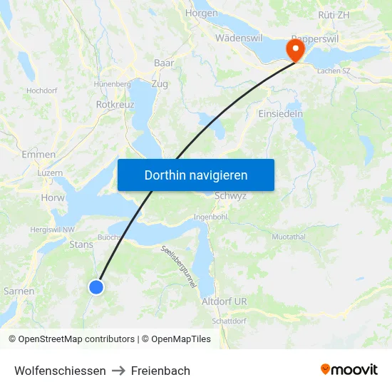 Wolfenschiessen to Freienbach map