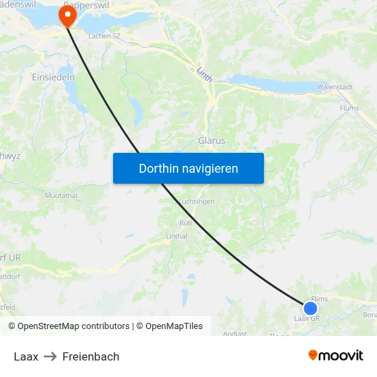 Laax to Freienbach map