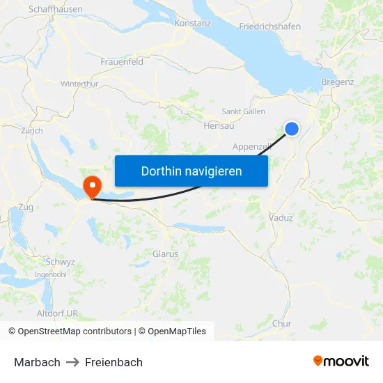 Marbach to Freienbach map