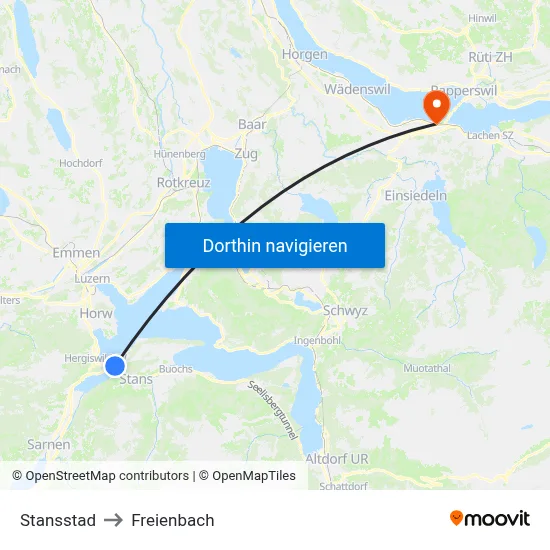 Stansstad to Freienbach map