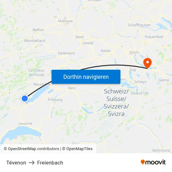 Tévenon to Freienbach map