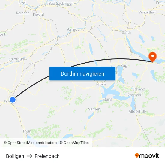 Bolligen to Freienbach map