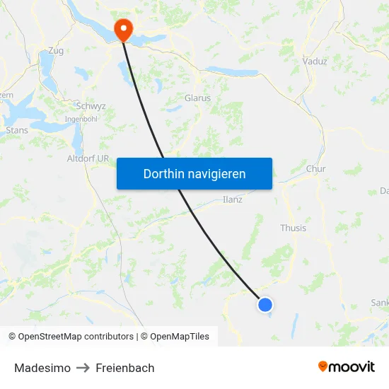 Madesimo to Freienbach map