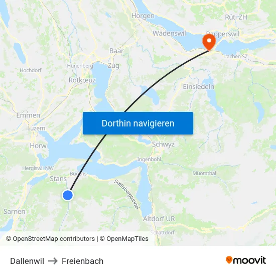 Dallenwil to Freienbach map