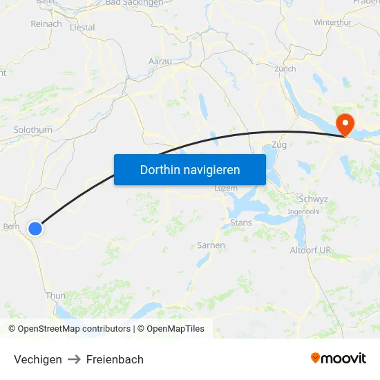 Vechigen to Freienbach map