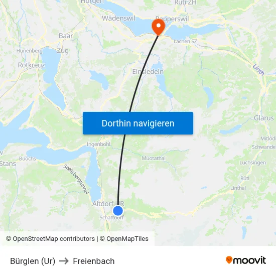 Bürglen (Ur) to Freienbach map