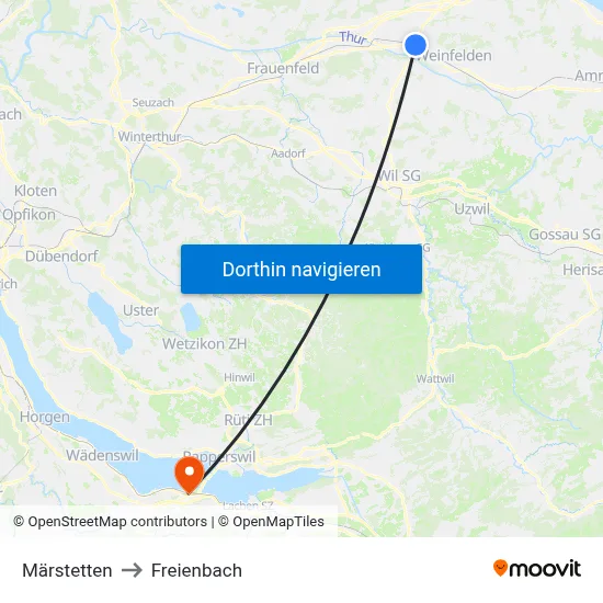 Märstetten to Freienbach map