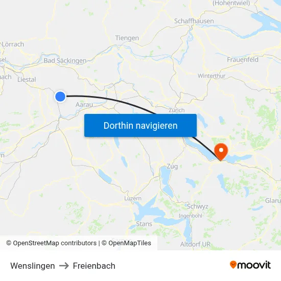 Wenslingen to Freienbach map
