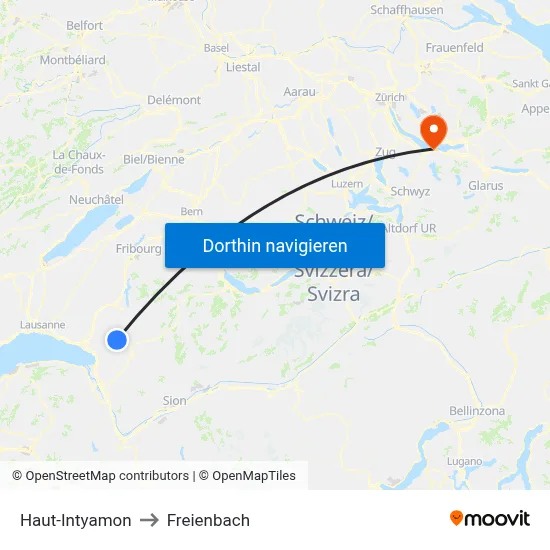 Haut-Intyamon to Freienbach map