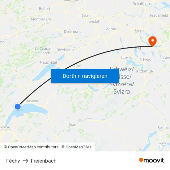 Féchy to Freienbach map