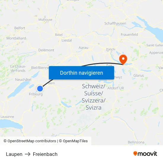 Laupen to Freienbach map