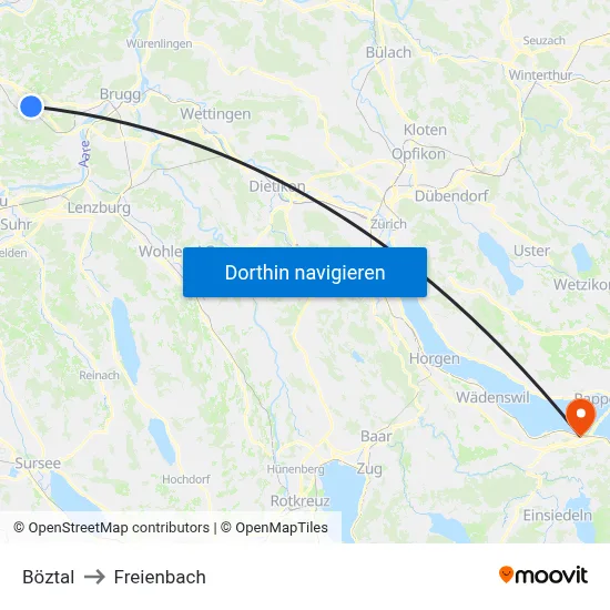 Böztal to Freienbach map