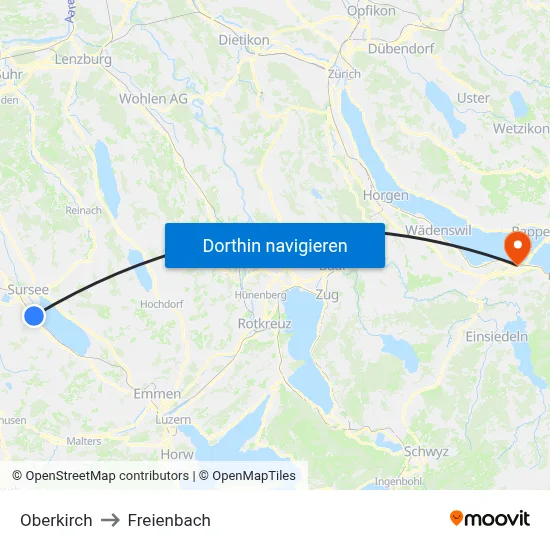 Oberkirch to Freienbach map