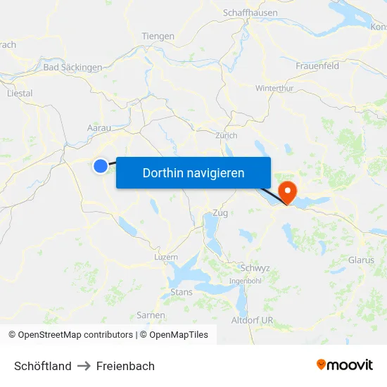Schöftland to Freienbach map