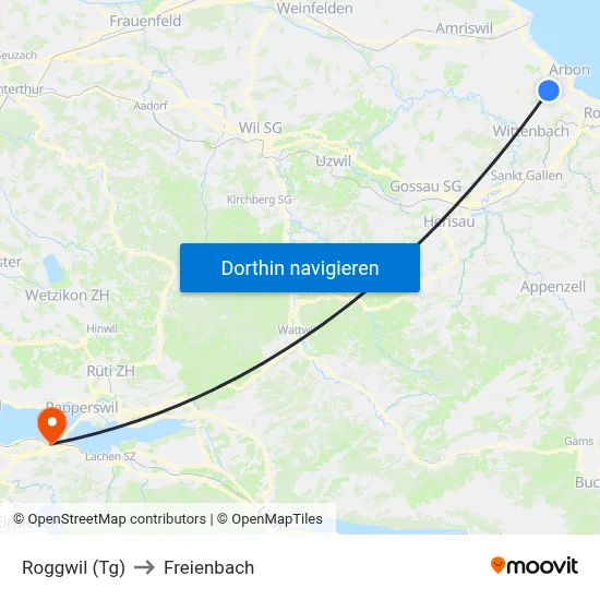 Roggwil (Tg) to Freienbach map