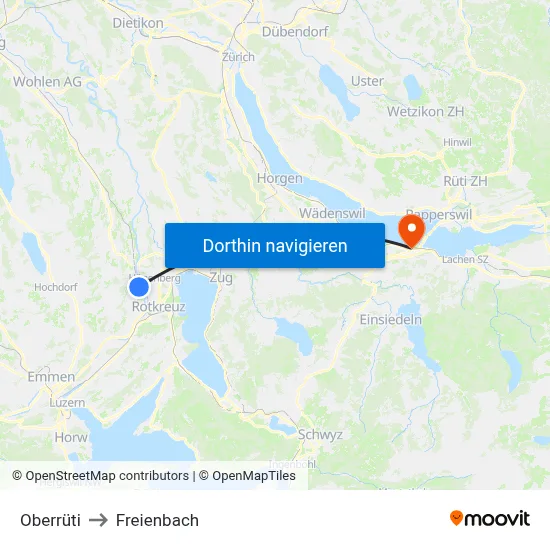 Oberrüti to Freienbach map