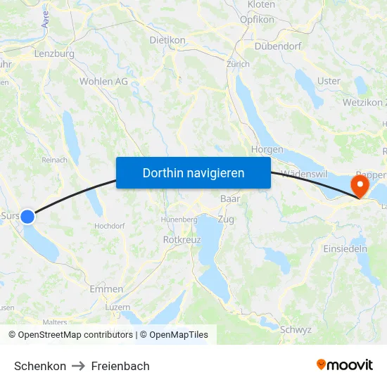 Schenkon to Freienbach map