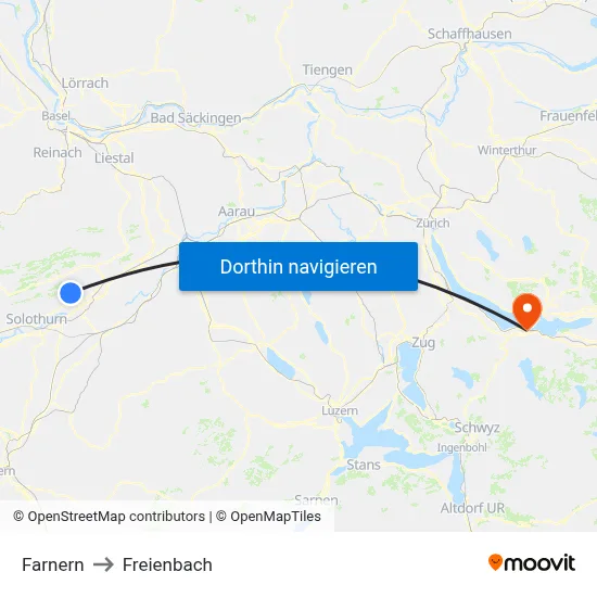 Farnern to Freienbach map