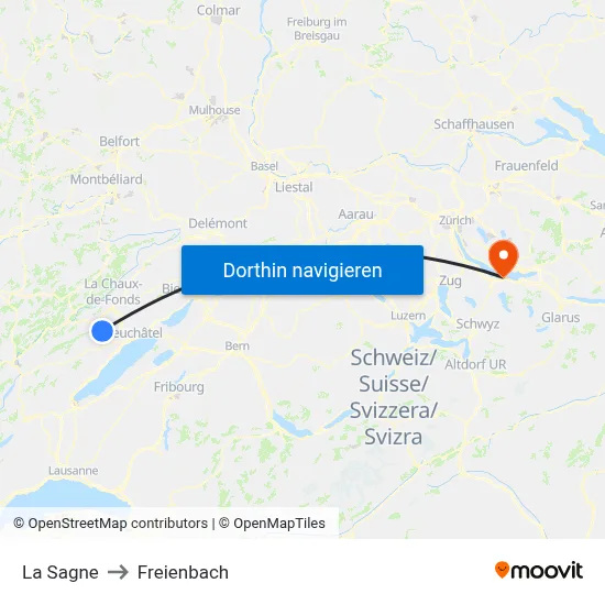 La Sagne to Freienbach map