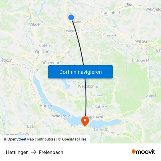 Hettlingen to Freienbach map