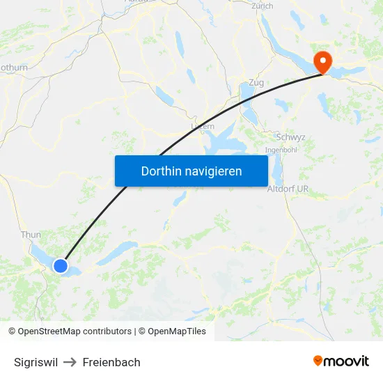 Sigriswil to Freienbach map