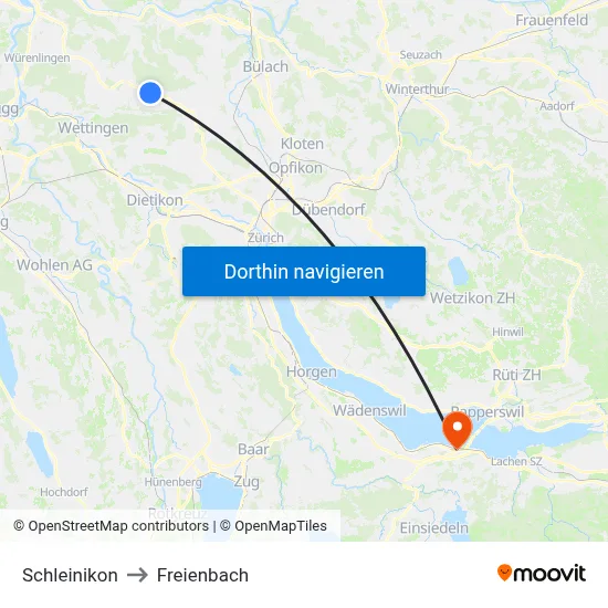 Schleinikon to Freienbach map